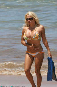 Pamela Anderson enjoying herself at the beach