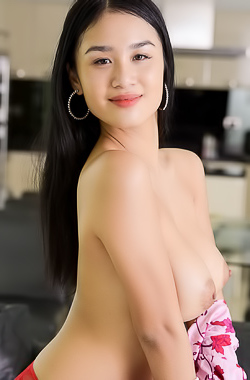 Stunning Asian Babe Kahlisa Revealing Her Hairy Pussy