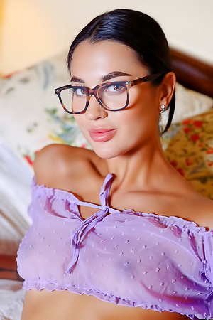 Victoria Mur Elegant Beauty Looks Effortlessly Graceful In Delicate Lavender Lingerie