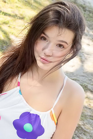 Davia Kelly Tosses Her Cute Sundress Onto The Sand