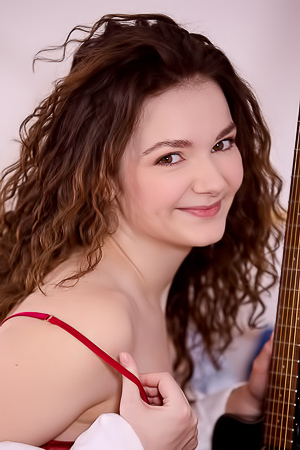 Purr Simona Adorably Sexy In Scarlet Lingerie That Hugs Her Soft Curves