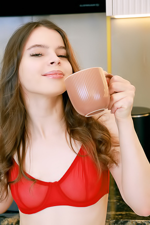 Indiana Russian Brunette Is Delightfully Enticing In Sexy Red Lingerie