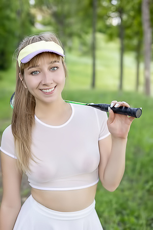Arete Displays Her Gorgeous Pussy In A Sexy Badminton Set With Lifting Skirts And Enticing Smiles