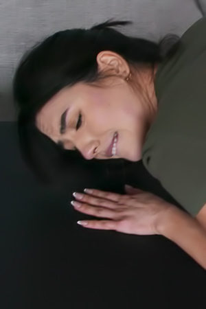 Megan Mistakes Slowly Strips As Parker Ambrose Fucks Her Gently On The Sofa